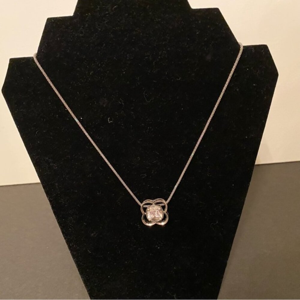 SILPADA NECKLACE STERLING SILVER 925 POPCORN CHAIN 16” CZ FLOWER PENDANT N1411 - Picture 7 of 11